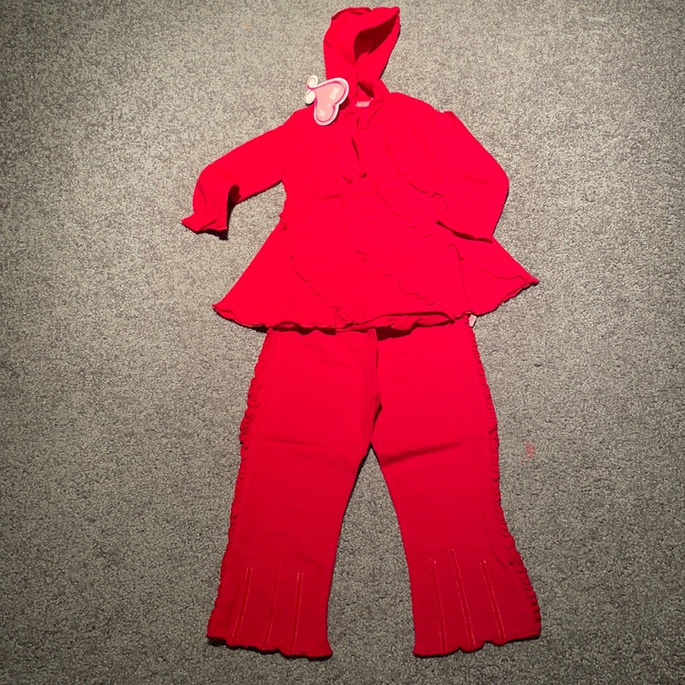 New Mim-Pi Red Hoody Tunic & Leggings Set